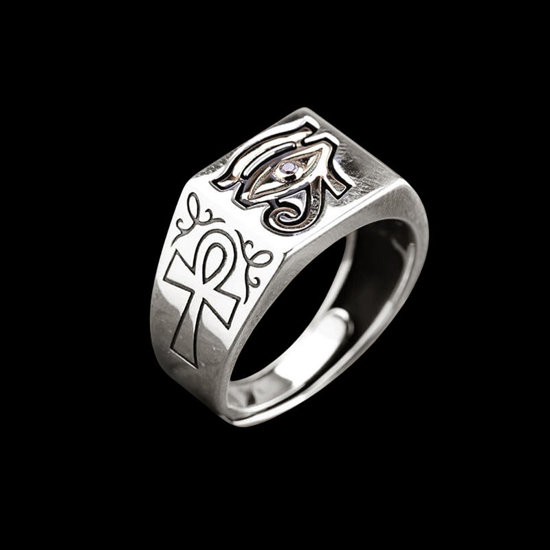 Eye of Ra Ankh 925 Sterling Silver Ring