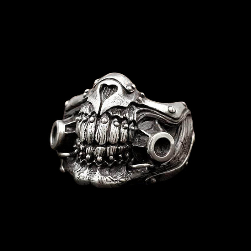 Face Shield 925 Sterling Silver Ring