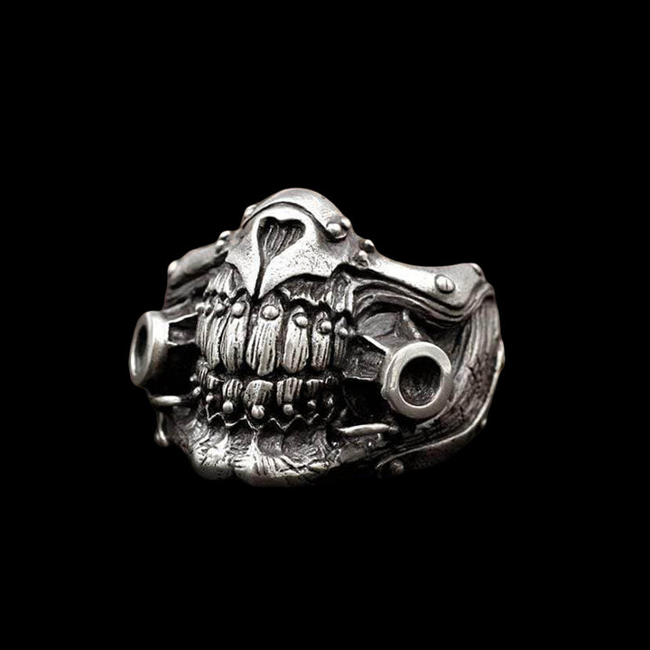 Face Shield 925 Sterling Silver Ring