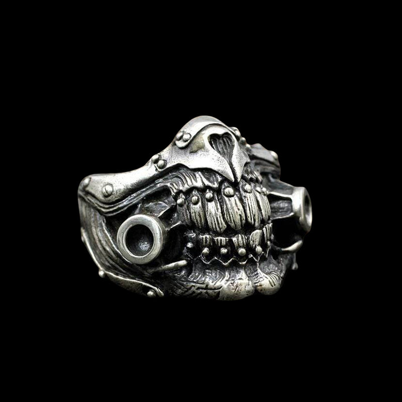 Face Shield 925 Sterling Silver Ring