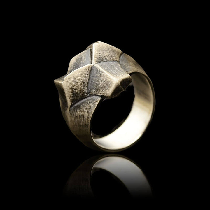 Faceted Fox Head 925 Sterling Silver Biker Ring