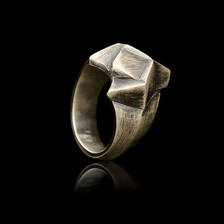 Faceted Fox Head 925 Sterling Silver Biker Ring