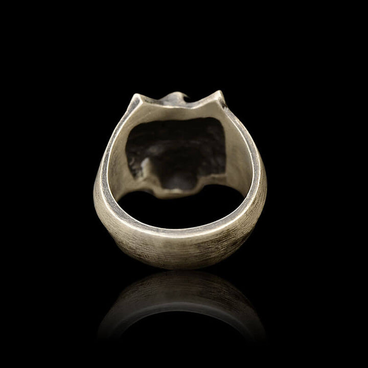 Faceted Fox Head 925 Sterling Silver Biker Ring