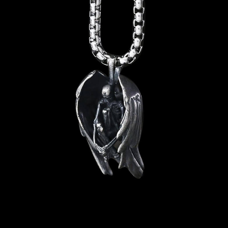 Fallen Angel 925 Sterling Silver Skeleton Pendant