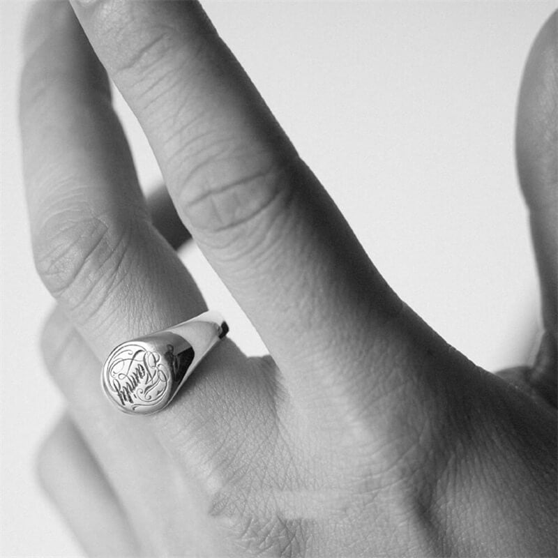 Family Letter 925 Sterling Silver Adjustable Ring 02 | RoyalLuster.com