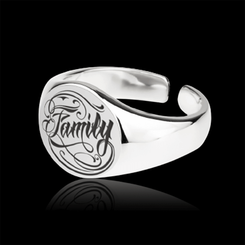 Family Letter 925 Sterling Silver Adjustable Ring 03 | RoyalLuster.com
