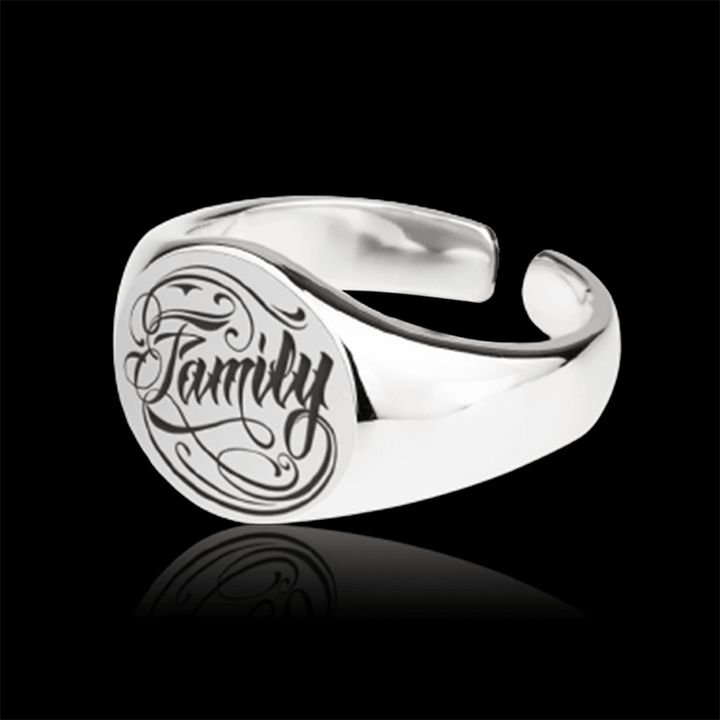 Family Letter 925 Sterling Silver Adjustable Ring 03 | RoyalLuster.com