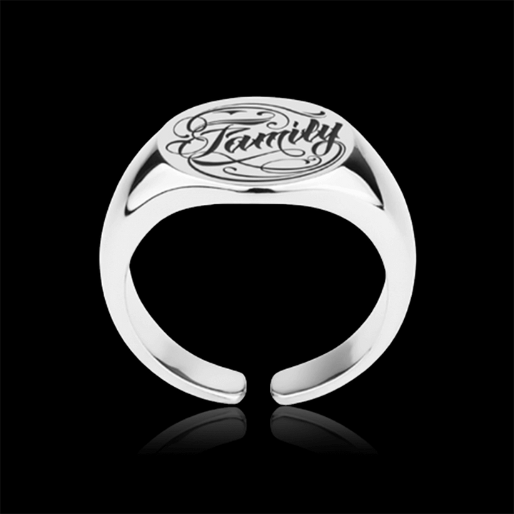 Family Letter 925 Sterling Silver Adjustable Ring 04 | RoyalLuster.com