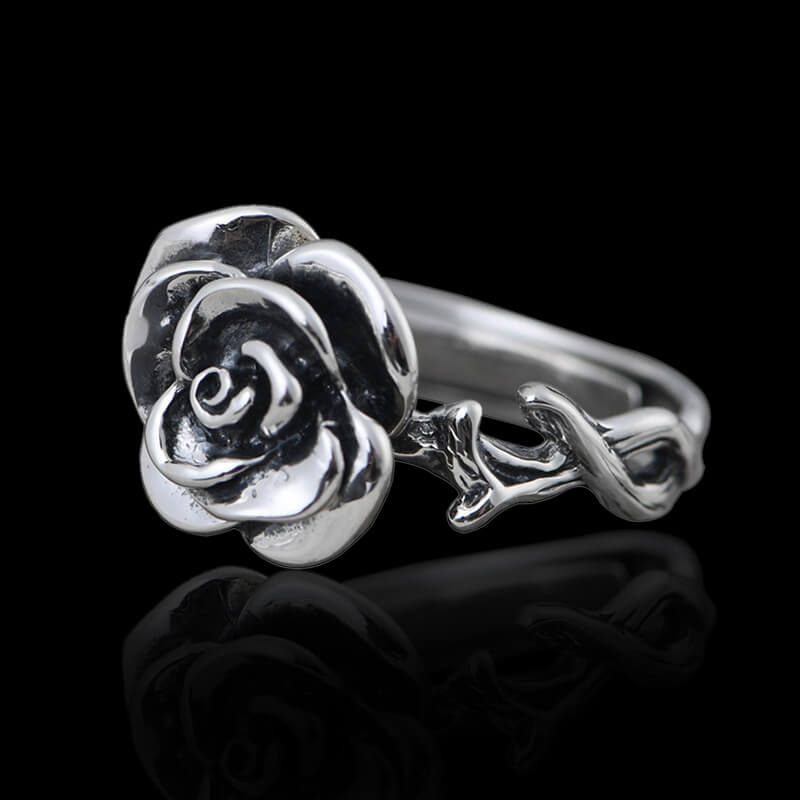 Fashion Rose 925 Sterling Silver Open Ring 01 | RoyalLuster.com