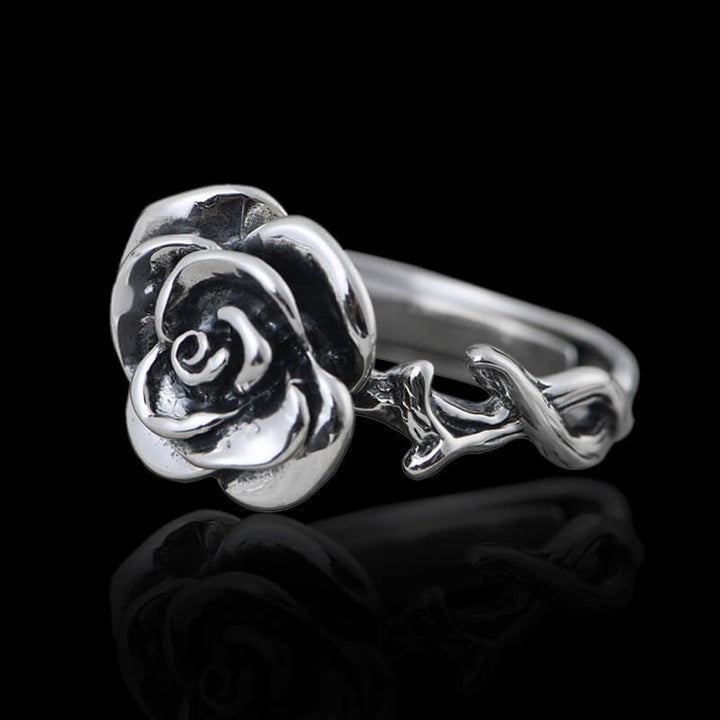 Fashion Rose 925 Sterling Silver Open Ring 01 | RoyalLuster.com