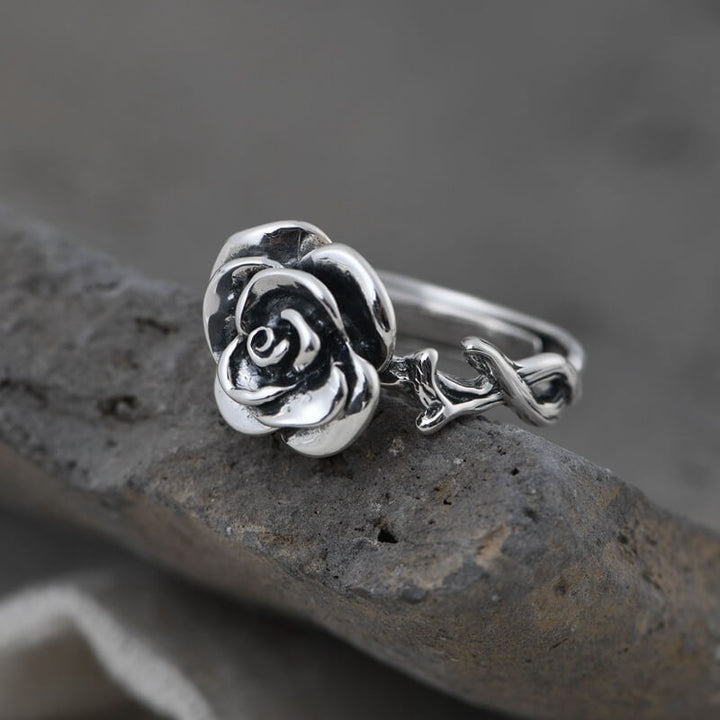 Fashion Rose 925 Sterling Silver Open Ring