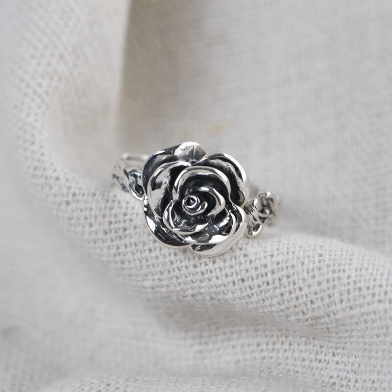 Fashion Rose 925 Sterling Silver Open Ring