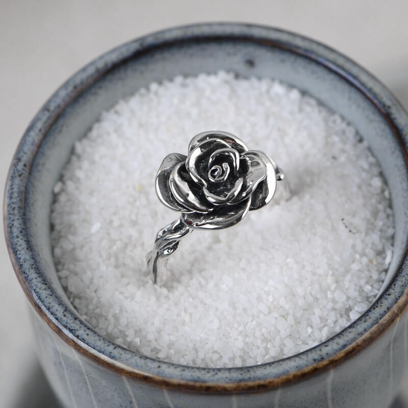 Fashion Rose 925 Sterling Silver Open Ring