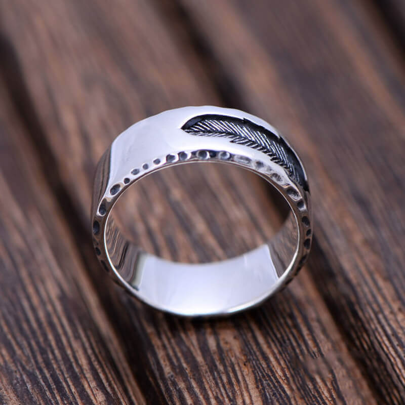 Feather Mark 925 Sterling Silver Ring 02 | RoyalLuster.com