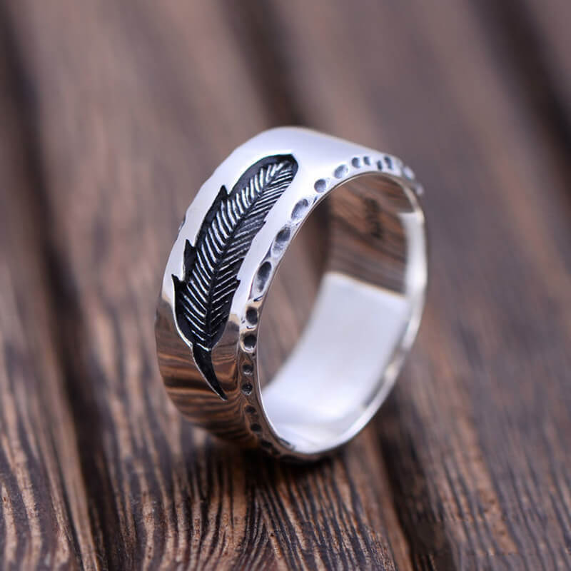 Feather Mark 925 Sterling Silver Ring 03 | RoyalLuster.com