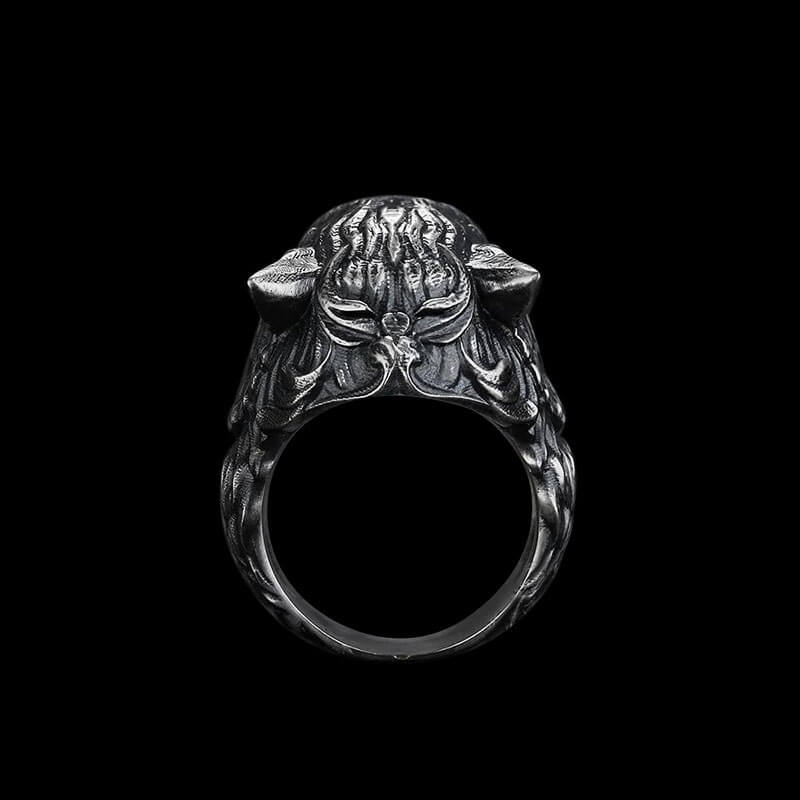 Fenrir Wolf Head 925 Sterling Silver Ring