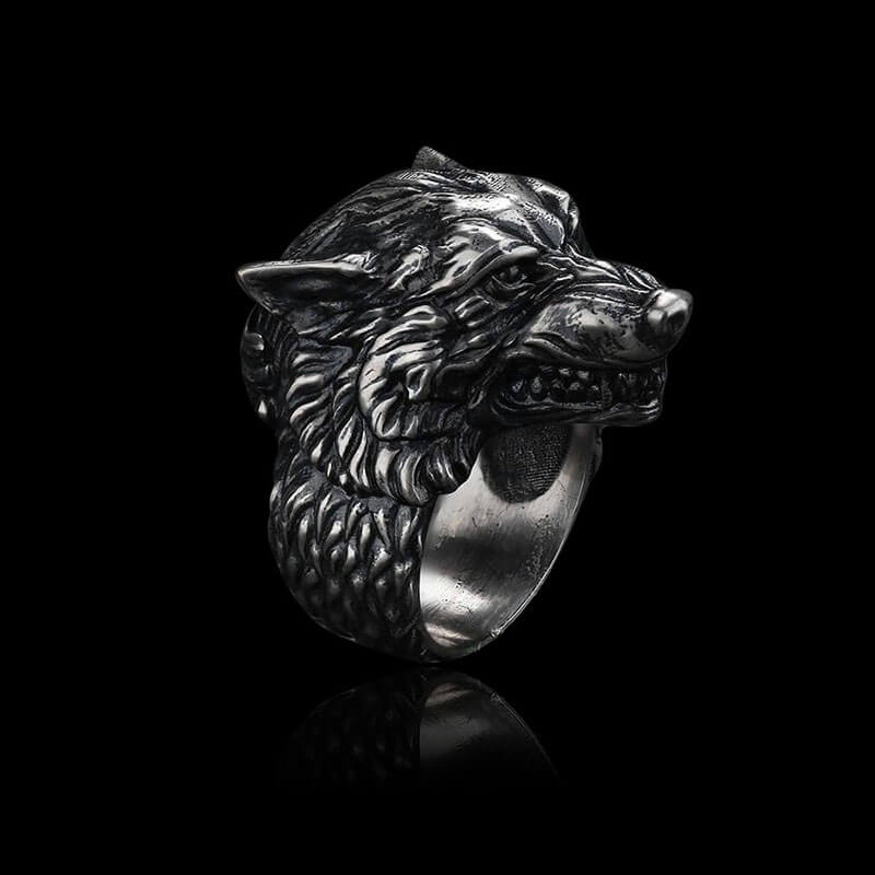 Fenrir Wolf Head 925 Sterling Silver Ring