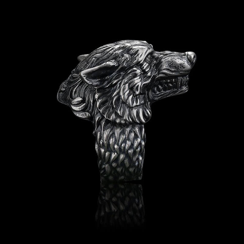 Fenrir Wolf Head 925 Sterling Silver Ring