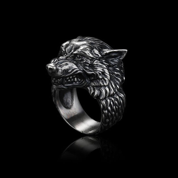 Fenrir Wolf Head 925 Sterling Silver Ring