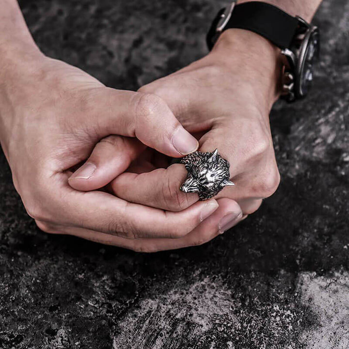 Fenrir Wolf Head 925 Sterling Silver Ring