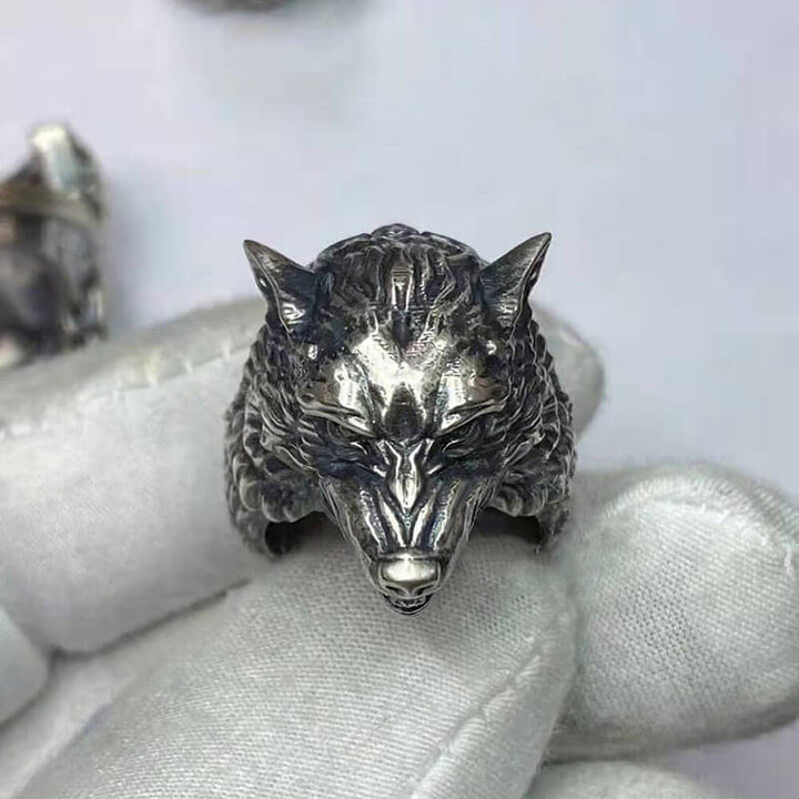 Fenrir Wolf Head 925 Sterling Silver Ring
