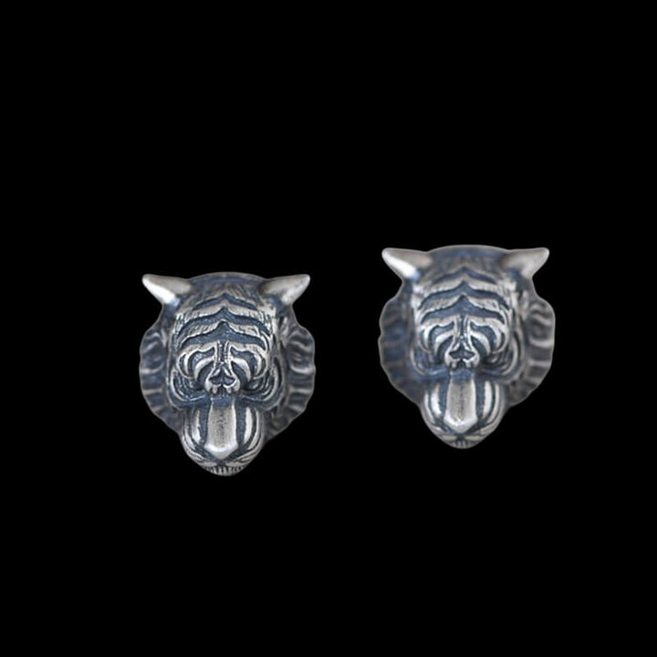 Ferocious Tiger 925 Sterling Silver Earrings