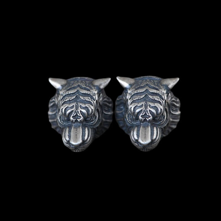 Ferocious Tiger 925 Sterling Silver Earrings
