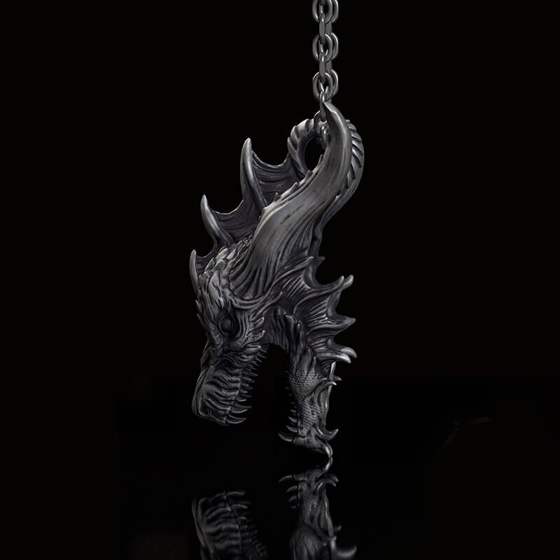 Fierce Dinosaur Head Sterling Silver Pendant