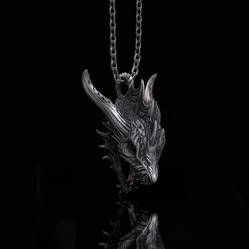 Fierce Dinosaur Head Sterling Silver Pendant | RoyalLuster.com