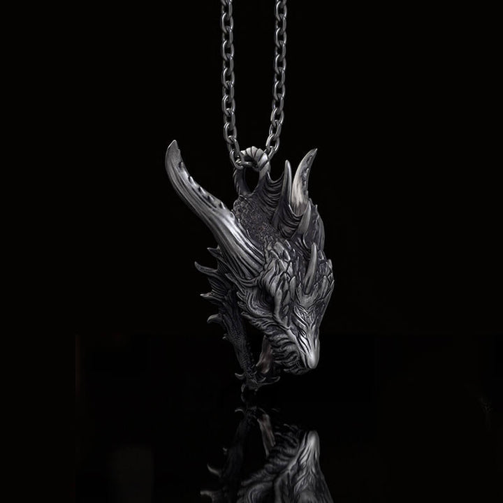 Fierce Dinosaur Head Sterling Silver Pendant | RoyalLuster.com