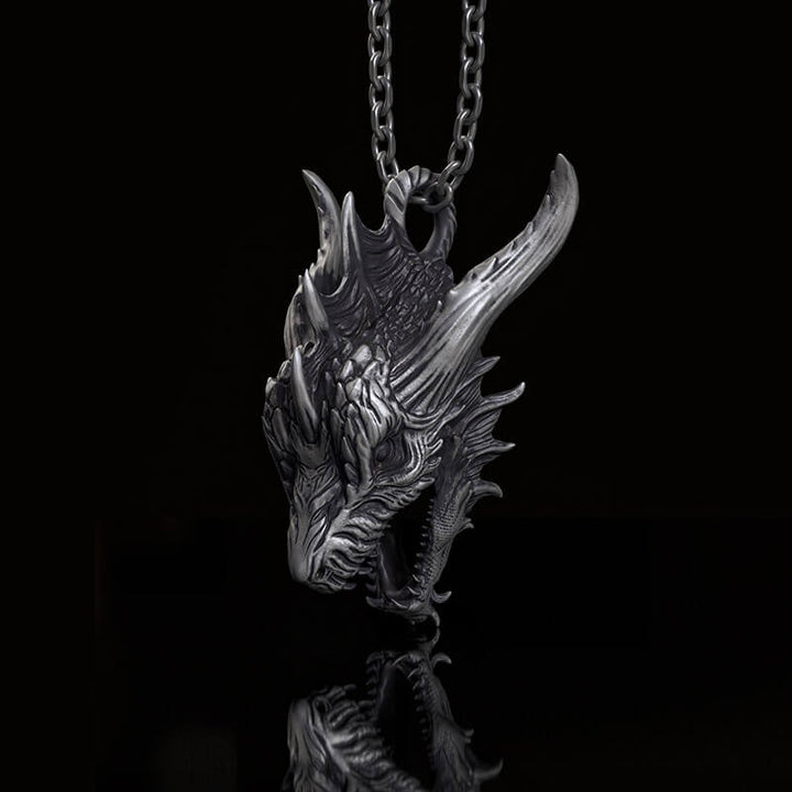 Fierce Dinosaur Head Sterling Silver Pendant | RoyalLuster.com