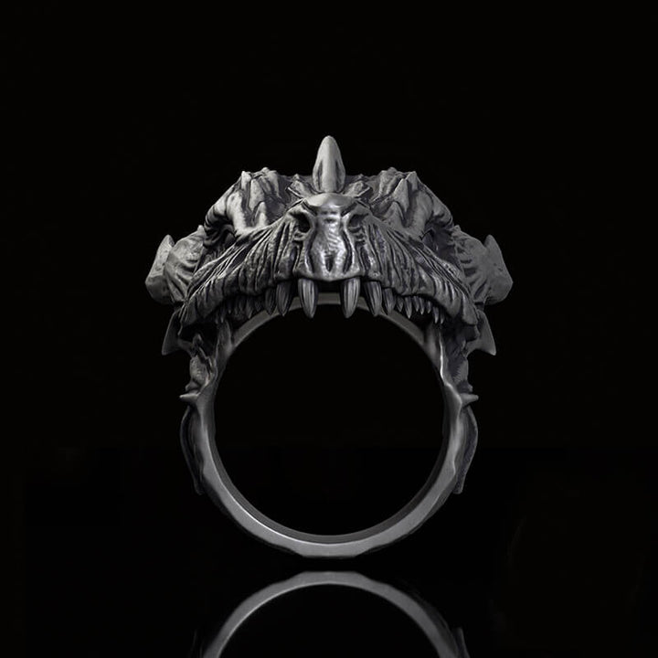 Fierce Dinosaur Head Sterling Silver Ring | RoyalLuster.com