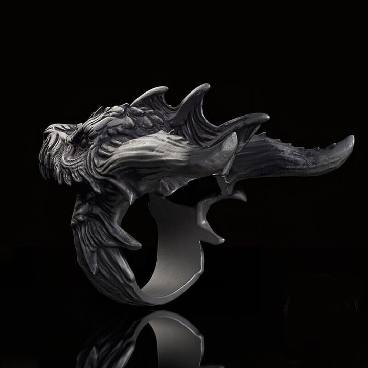 Fierce Dinosaur Head Sterling Silver Ring
