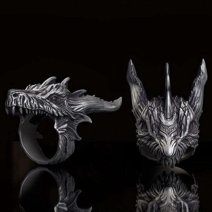 Fierce Dinosaur Head Sterling Silver Ring | RoyalLuster.com
