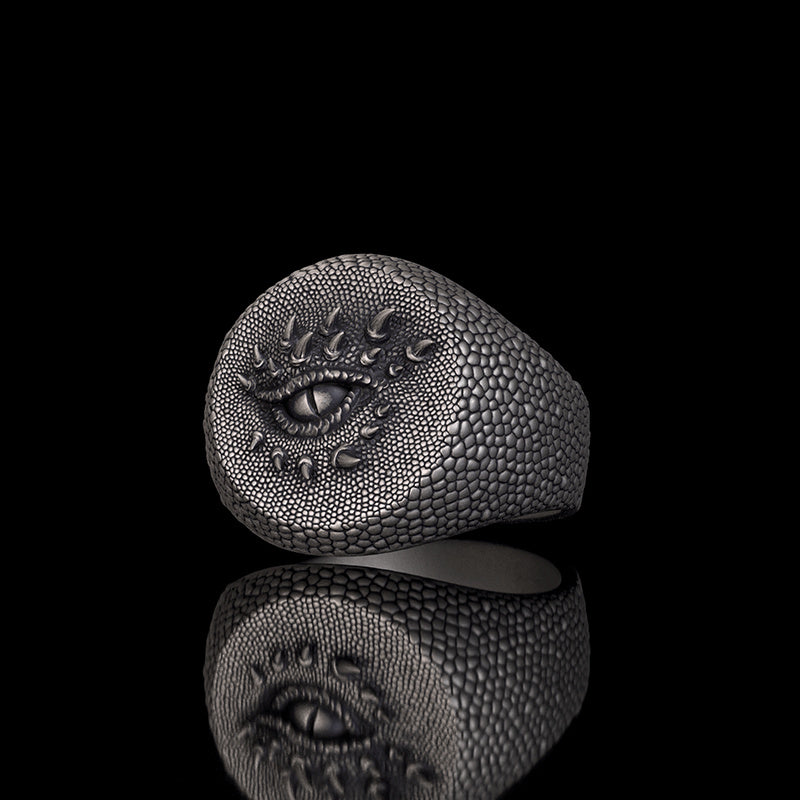 Gothic Heart Skull Hand Holding Rose Sterling Silver Ring | Gthic.com