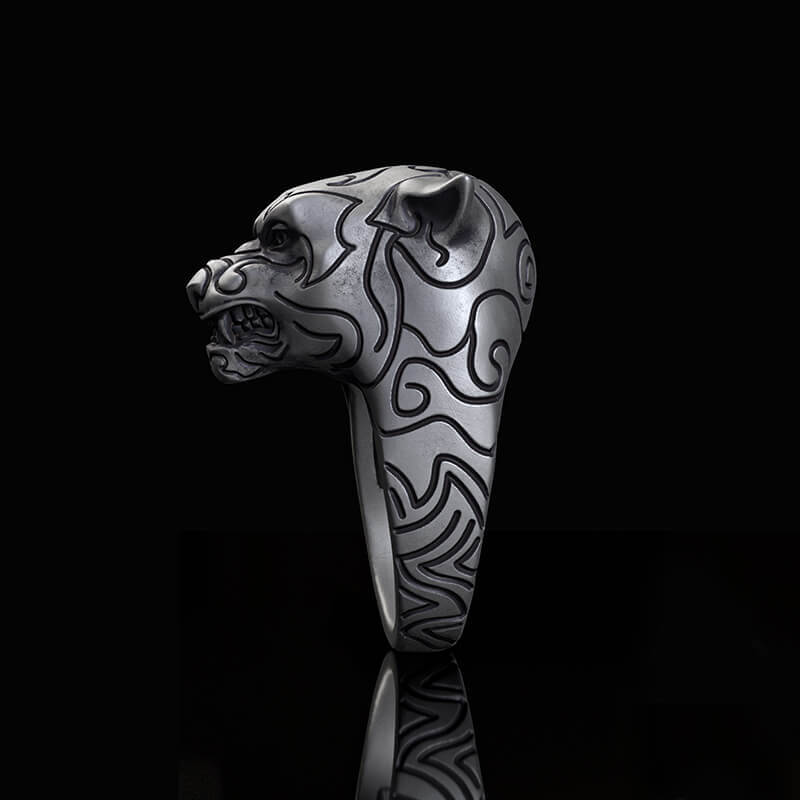 Fierce Panther Sterling Silver Animal Ring
