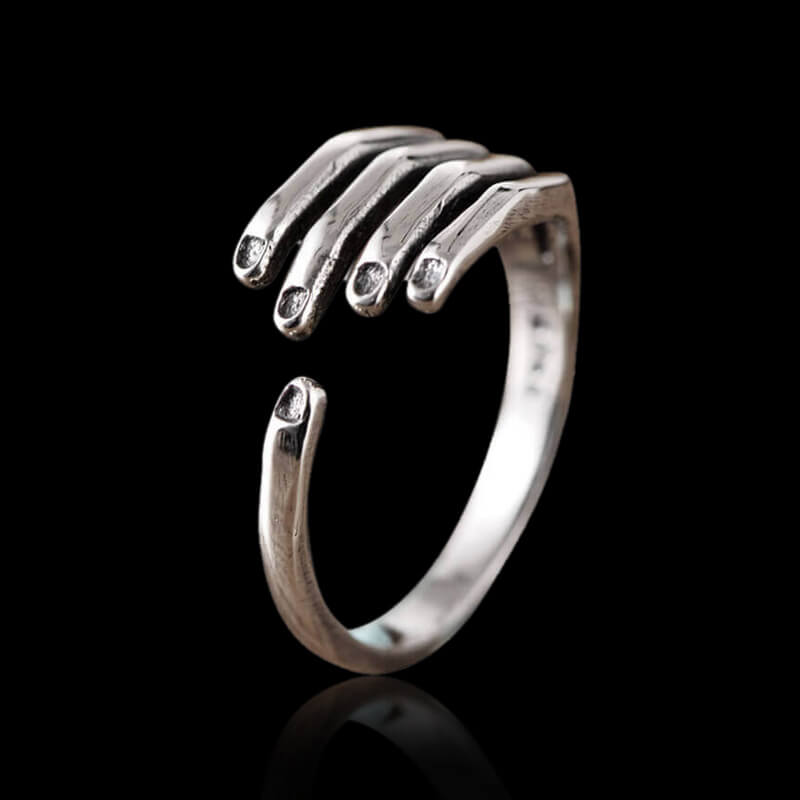 Finger-Shaped Opening 925 Sterling Silver Ring 01 | RoyalLuster.com