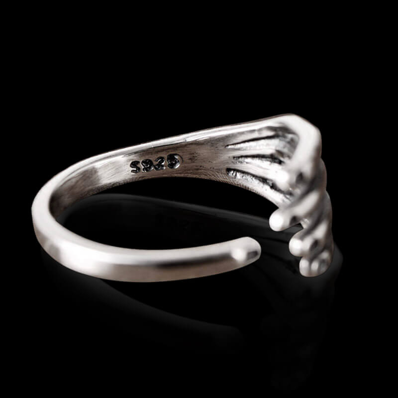 Finger-Shaped Opening 925 Sterling Silver Ring 03 | RoyalLuster.com