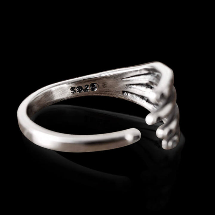 Finger-Shaped Opening 925 Sterling Silver Ring 03 | RoyalLuster.com