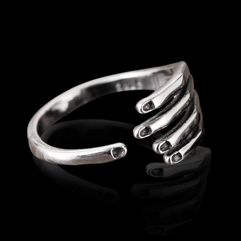 Finger-Shaped Opening 925 Sterling Silver Ring 04 | RoyalLuster.com