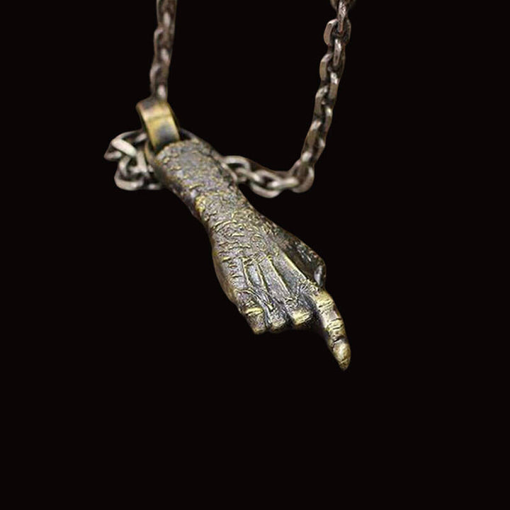 Finger Forefinger Red Copper 925 Sterling Silver Pendant