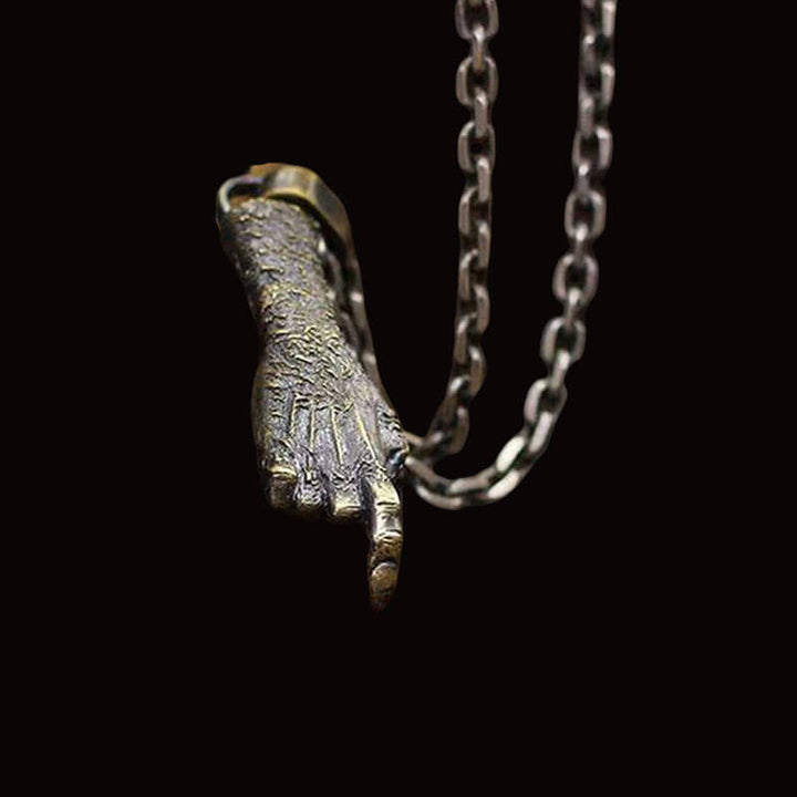 Finger Forefinger Red Copper 925 Sterling Silver Pendant