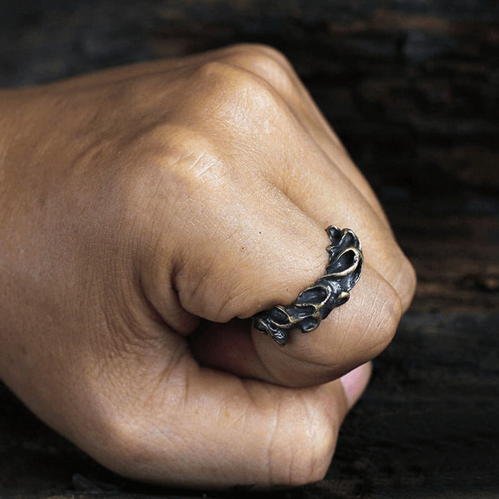 Fire of the Chinese Five Elements 925 Sterling Silver Brass Ring