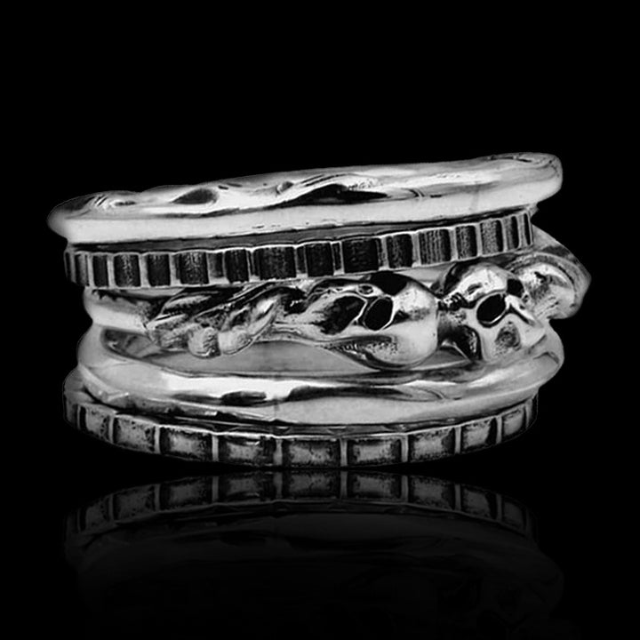 Five Rings Stacked 925 Sterling Silver Combination Men's Ring 01 | Royalluster.com