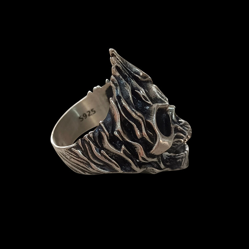 Flame Skull 925 Sterling Silver Ring