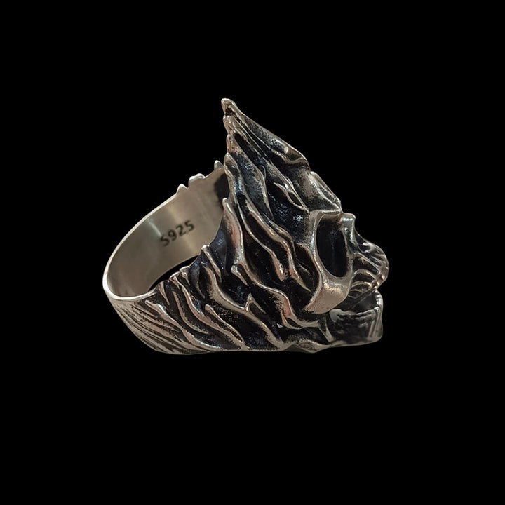 Flame Skull 925 Sterling Silver Ring
