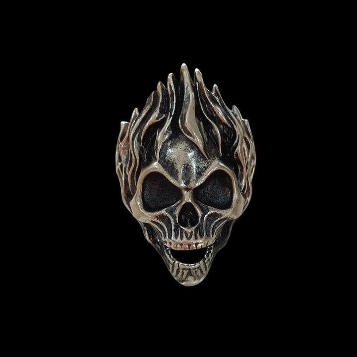 Flame Skull 925 Sterling Silver Ring