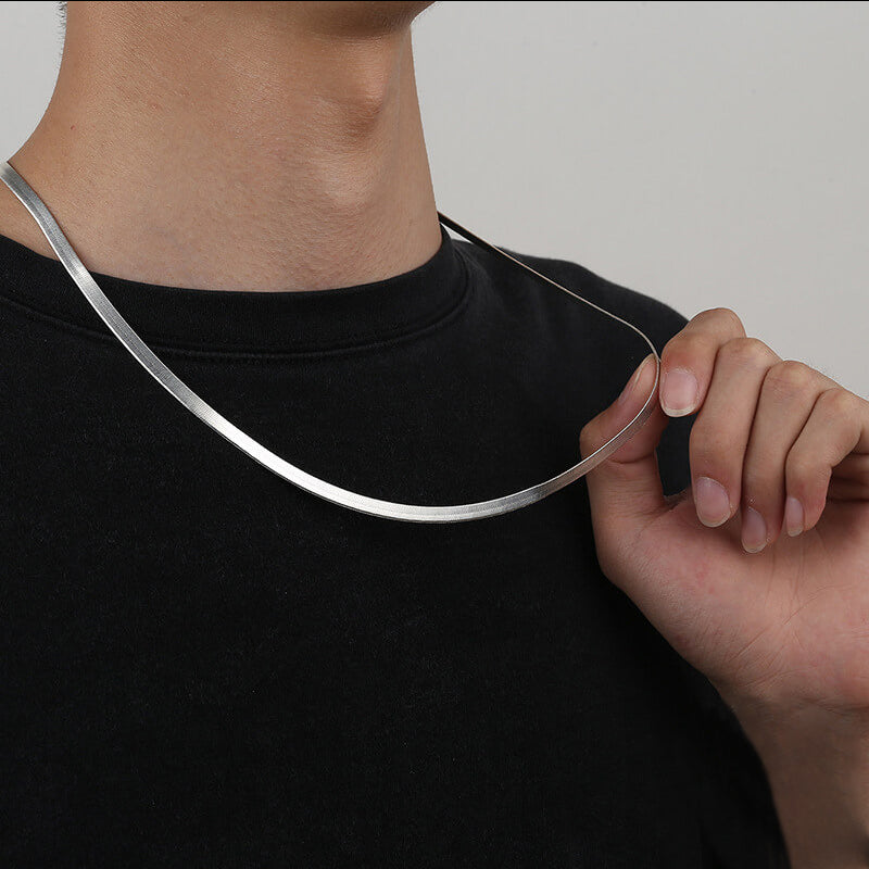 Flat Snake Chain 925 Sterling Silver Necklace
