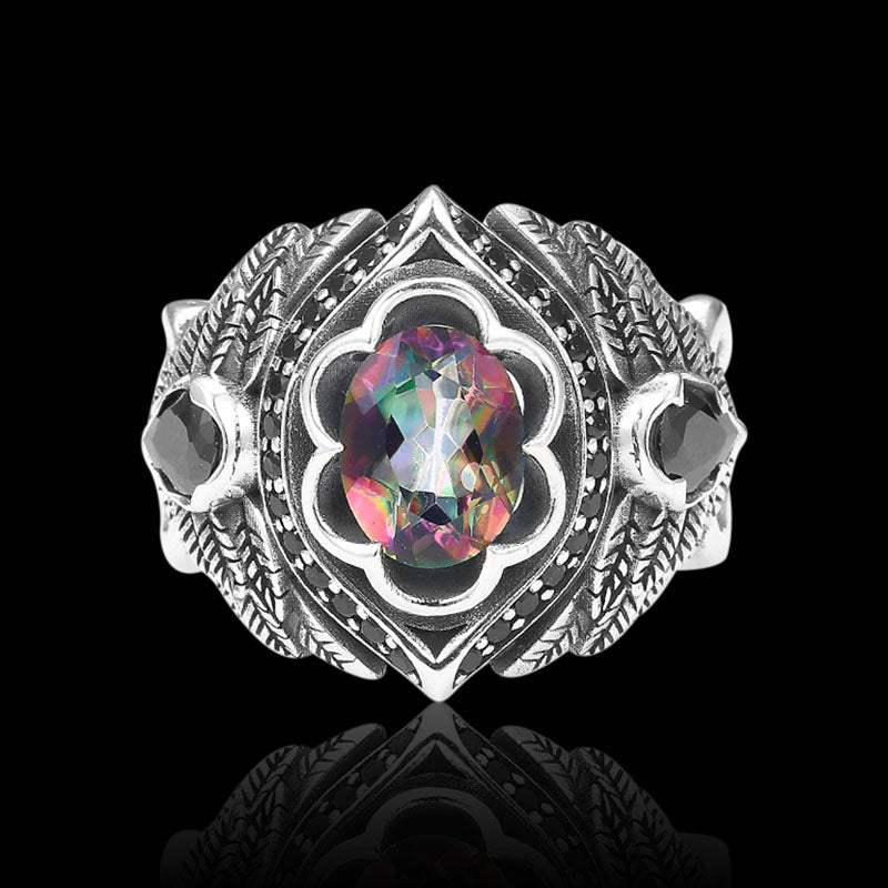 Floral Illusion Gemstone 925 Sterling Silver Open Ring 01 | RoyalLuster.com