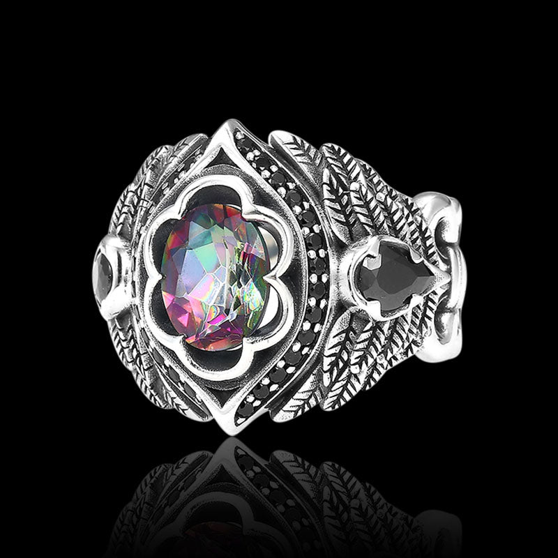 Floral Illusion Gemstone 925 Sterling Silver Open Ring 03 | RoyalLuster.com